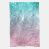 Aqua Blue Pink ombre Sea Galaxy abstrakt Geschirrtuch (Vertikal)