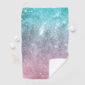 Aqua Blue Pink ombre Sea Galaxy abstrakt Golfhandtuch (Insitu)