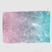 Aqua Blue Pink ombre Sea Galaxy abstrakt Golfhandtuch (Horizontal)