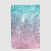 Aqua Blue Pink ombre Sea Galaxy abstrakt Golfhandtuch (Vorderseite)