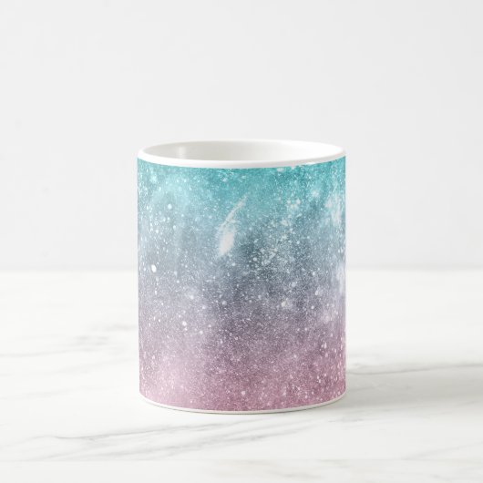 Aqua Blue Pink ombre Sea Galaxy abstrakt Kaffeetasse (Mittel)