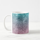 Aqua Blue Pink ombre Sea Galaxy abstrakt Kaffeetasse (Links)