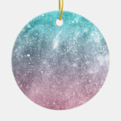 Aqua Blue Pink ombre Sea Galaxy abstrakt Keramik Ornament (Vorne)