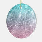 Aqua Blue Pink ombre Sea Galaxy abstrakt Keramik Ornament (Links)