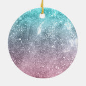 Aqua Blue Pink ombre Sea Galaxy abstrakt Keramik Ornament (Hinten)