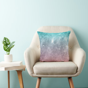 Aqua Blue Pink ombre Sea Galaxy abstrakt Kissen