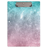 Aqua Blue Pink ombre Sea Galaxy abstrakt Klemmbrett (Vorderseite)