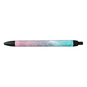 Aqua Blue Pink ombre Sea Galaxy abstrakt Kugelschreiber