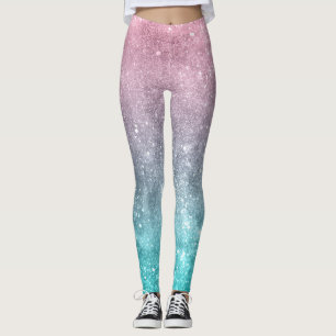 Aqua Blue Pink ombre Sea Galaxy abstrakt Leggings