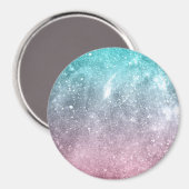 Aqua Blue Pink ombre Sea Galaxy abstrakt Magnet (Vorderseite/Rückseite)