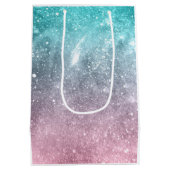 Aqua Blue Pink ombre Sea Galaxy abstrakt Mittlere Geschenktüte (Rückseite)