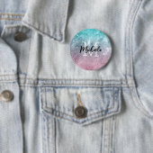 Aqua blue Pink ombre sea galaxy abstrakt Monogram Button (Beispiel)