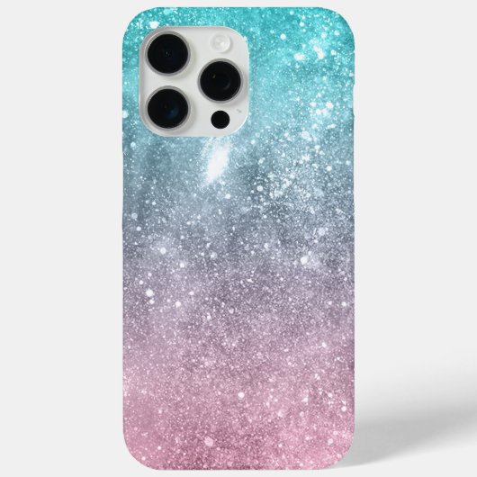Aqua blue Pink ombre sea galaxy abstrakt Monogram Case-Mate iPhone Hülle (Rückseite)