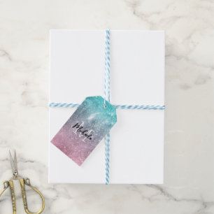 Aqua blue Pink ombre sea galaxy abstrakt Monogram Geschenkanhänger