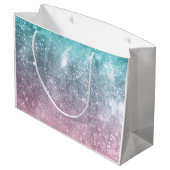 Aqua blue Pink ombre sea galaxy abstrakt Monogram Große Geschenktüte (Rückseite Schrägansicht)