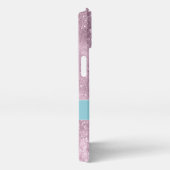 Aqua blue Pink ombre sea galaxy abstrakt Monogram iPhone Hülle (Rechte Seite)