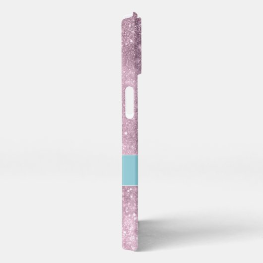 Aqua blue Pink ombre sea galaxy abstrakt Monogram iPhone Hülle (Rechte Seite)