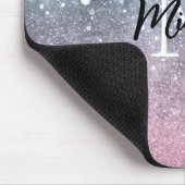 Aqua blue Pink ombre sea galaxy abstrakt Monogram Mousepad (Ecke)