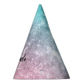 Aqua blue Pink ombre sea galaxy abstrakt Monogram Partyhütchen (Rechts)