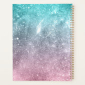 Aqua blue Pink ombre sea galaxy abstrakt Monogram Planer (Rückseite)
