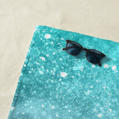 Aqua blue Pink ombre sea galaxy abstrakt Monogram Strandtuch (Beispiel)