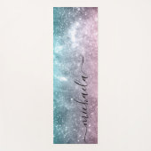 Aqua blue Pink ombre sea galaxy abstrakt Monogram Yogamatte (Vorderseite)