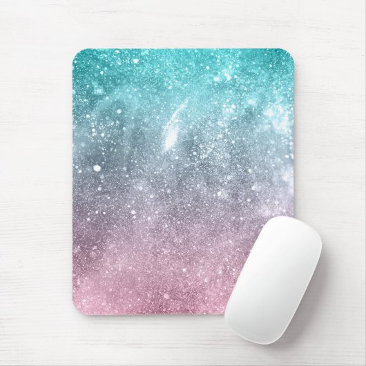 Aqua Blue Pink ombre Sea Galaxy abstrakt Mousepad (Mit Mouse)