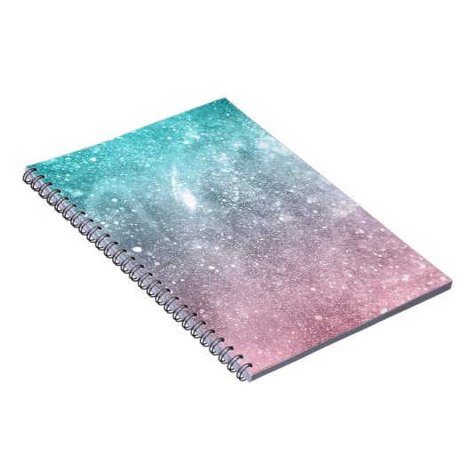 Aqua Blue Pink ombre Sea Galaxy abstrakt Notizblock (Rechte Seite)