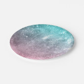 Aqua Blue Pink ombre Sea Galaxy abstrakt Pappteller (Schrägansicht)