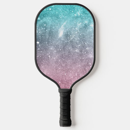 Aqua Blue Pink ombre Sea Galaxy abstrakt Pickleball Schläger (Vorderseite)