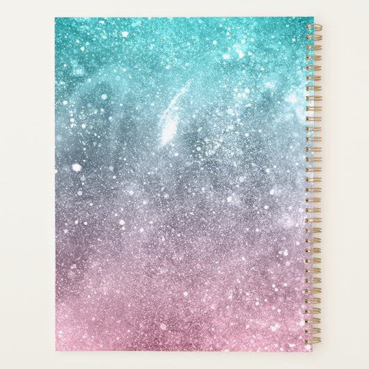 Aqua Blue Pink ombre Sea Galaxy abstrakt Planer (Rückseite)