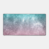 Aqua Blue Pink ombre Sea Galaxy abstrakt Schreibtischunterlage (Vorderseite)