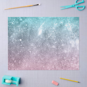 Aqua Blue Pink ombre Sea Galaxy abstrakt Seidenpapier
