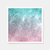 Aqua Blue Pink ombre Sea Galaxy abstrakt Serviette (Vorderseite)