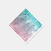 Aqua Blue Pink ombre Sea Galaxy abstrakt Serviette (Ecke)