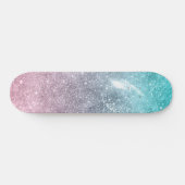 Aqua Blue Pink ombre Sea Galaxy abstrakt Skateboard (Horizontal)