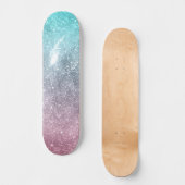 Aqua Blue Pink ombre Sea Galaxy abstrakt Skateboard (Vorderseite)