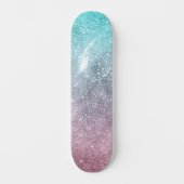 Aqua Blue Pink ombre Sea Galaxy abstrakt Skateboard (Vorderseite)