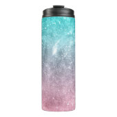 Aqua Blue Pink ombre Sea Galaxy abstrakt Thermosbecher (Vorderseite)