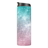 Aqua Blue Pink ombre Sea Galaxy abstrakt Thermosbecher (Nach rechts gedreht)