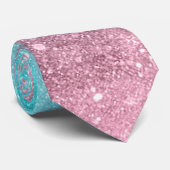 Aqua Blue Pink Sea Galaxy abstrakt Krawatte (Gerollt)