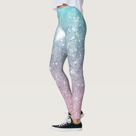 Aqua Blue Pink Sea Galaxy abstrakt Leggings (Links)