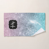 Aqua Blue Pink Sea Galaxy abstrakt Monogram Badhandtuch Set (Handtuch)