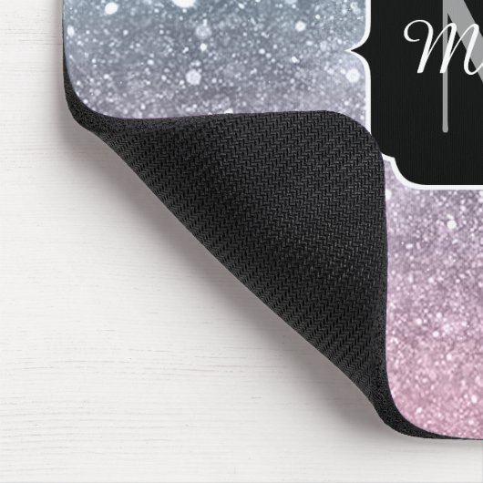 Aqua Blue Pink Sea Galaxy abstrakt Monogram Mousepad (Ecke)