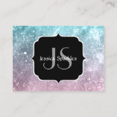 Aqua Blue Pink Sea Galaxy abstrakt Monogram Visitenkarte (Rückseite)