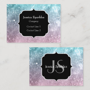Aqua Blue Pink Sea Galaxy abstrakt Monogram Visitenkarte