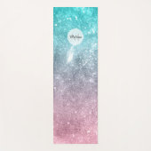 Aqua Blue Pink Sea Galaxy abstrakt Monogram Yogamatte (Vorderseite)