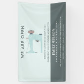 AQUA BLUE PINK SEWING MACHINE TAILOR WIEDER ERÖFFN BANNER (Vertikal)