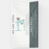 AQUA BLUE PINK SEWING MACHINE TAILOR WIEDER ERÖFFN BANNER (Vertikal)