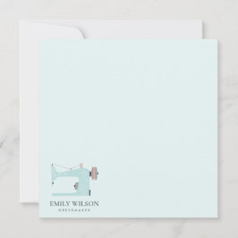 AQUA BLUE PINK SEWMACHINE TAILOR BUSINESS MITTEILUNGSKARTE